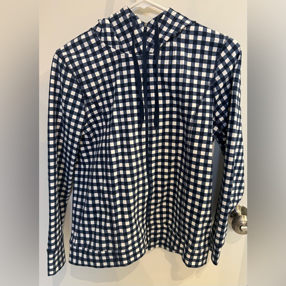 J.Crew Women’s Gingham Blue Zip Hopdie